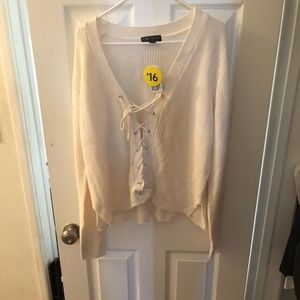 Ribbed Forever 21 cream oversized sweater